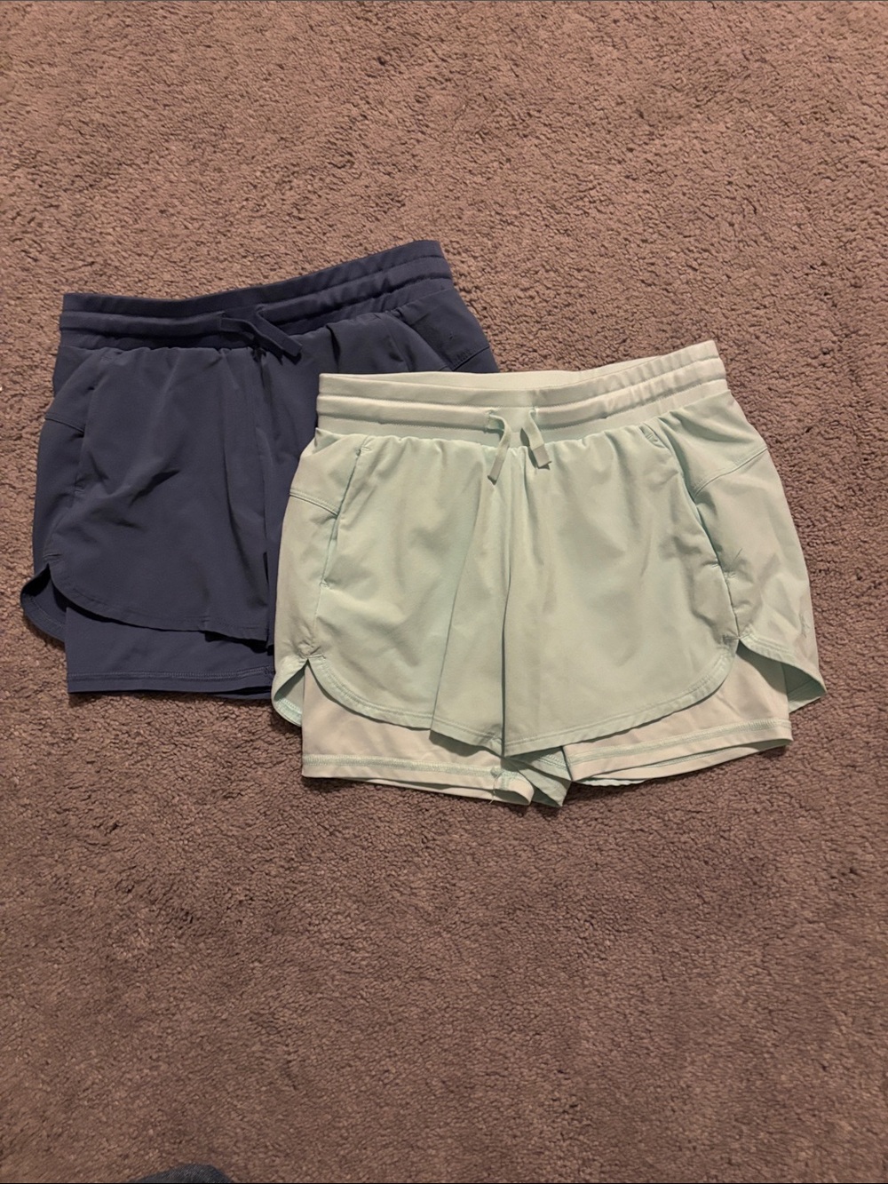 Girls Lightweight Drawstring Shorts - Mint and Navy